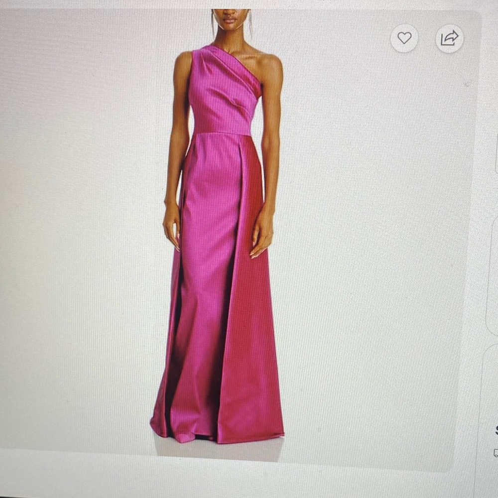 Teri Jon One-Shoulder Magenta Evening Gown
